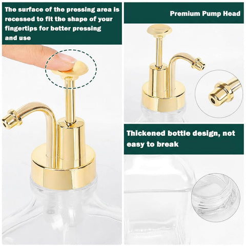 BathAce stainless pump head close-up showing leak-proof design