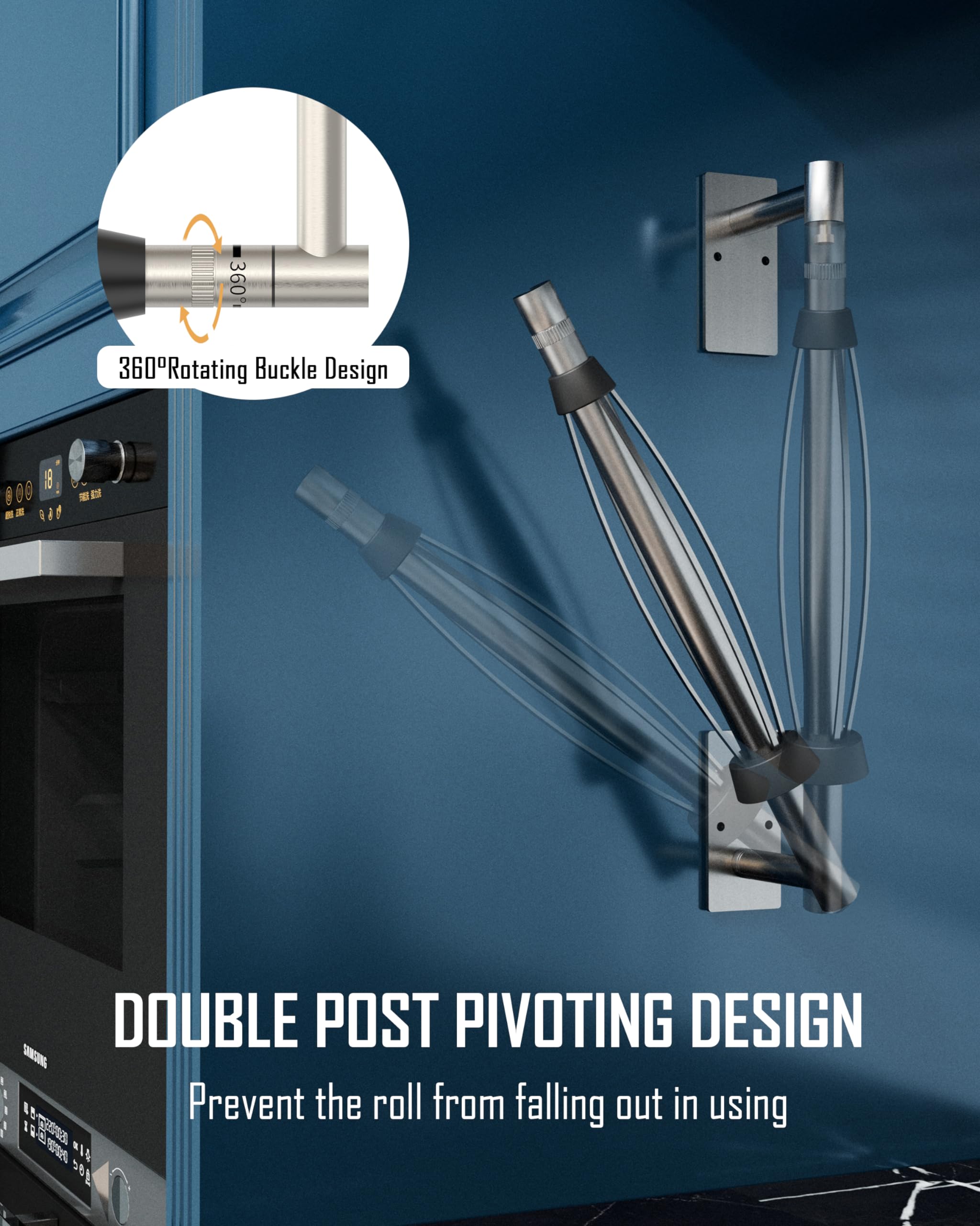 BathDANCE double-post pivoting design simplifies changing rolls for cleaner, faster towel replacement.
