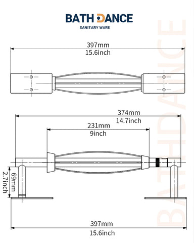 BathDANCE rotating rod and locking mechanism enable quick towel changes with stability.