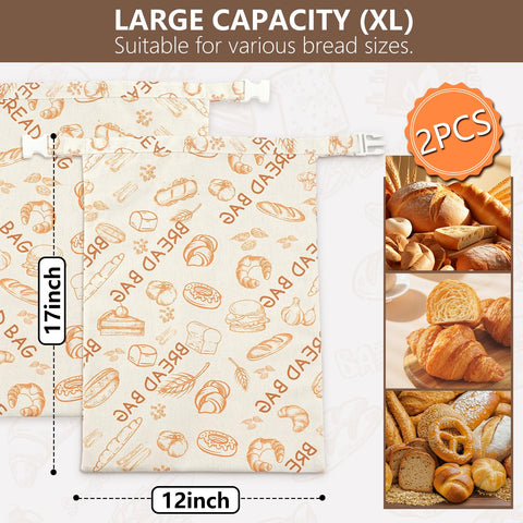 BATJA ZYQGH reusable bread bags show natural cotton outer for eco storage