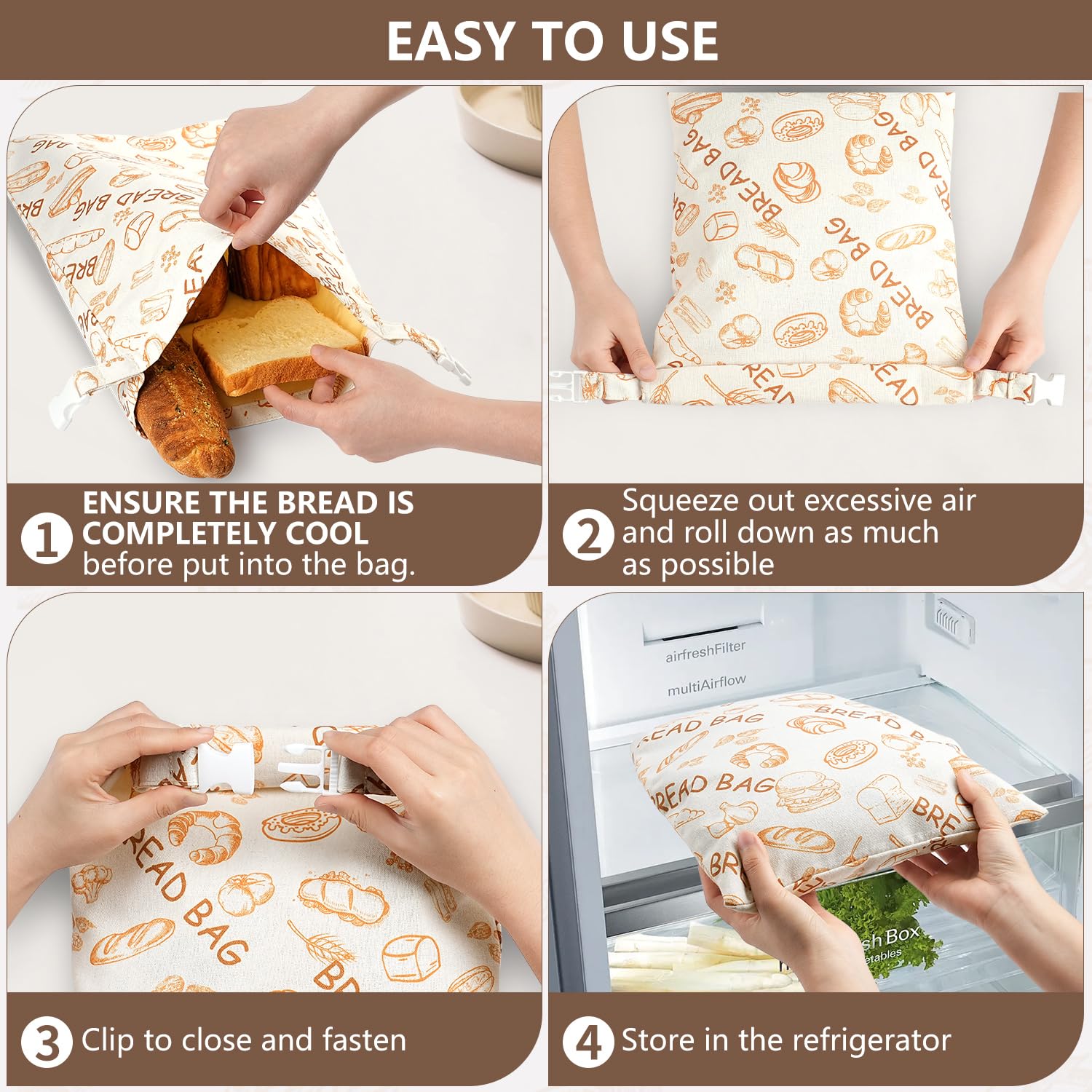 BATJA ZYQGH 12x17 inch bread bag fits varied loaves