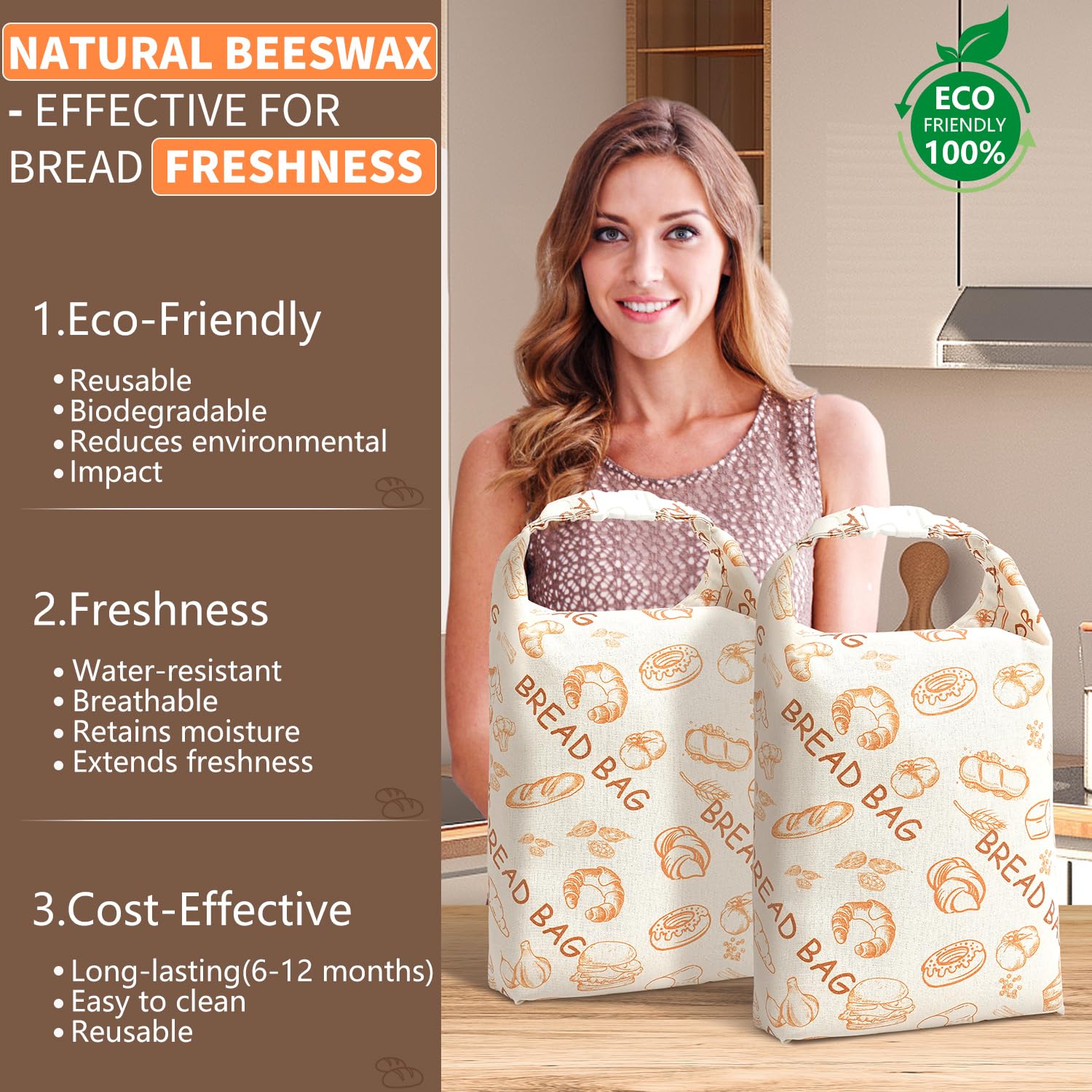 BATJA ZYQGH two-pack bread bags arranged for travel and picnics