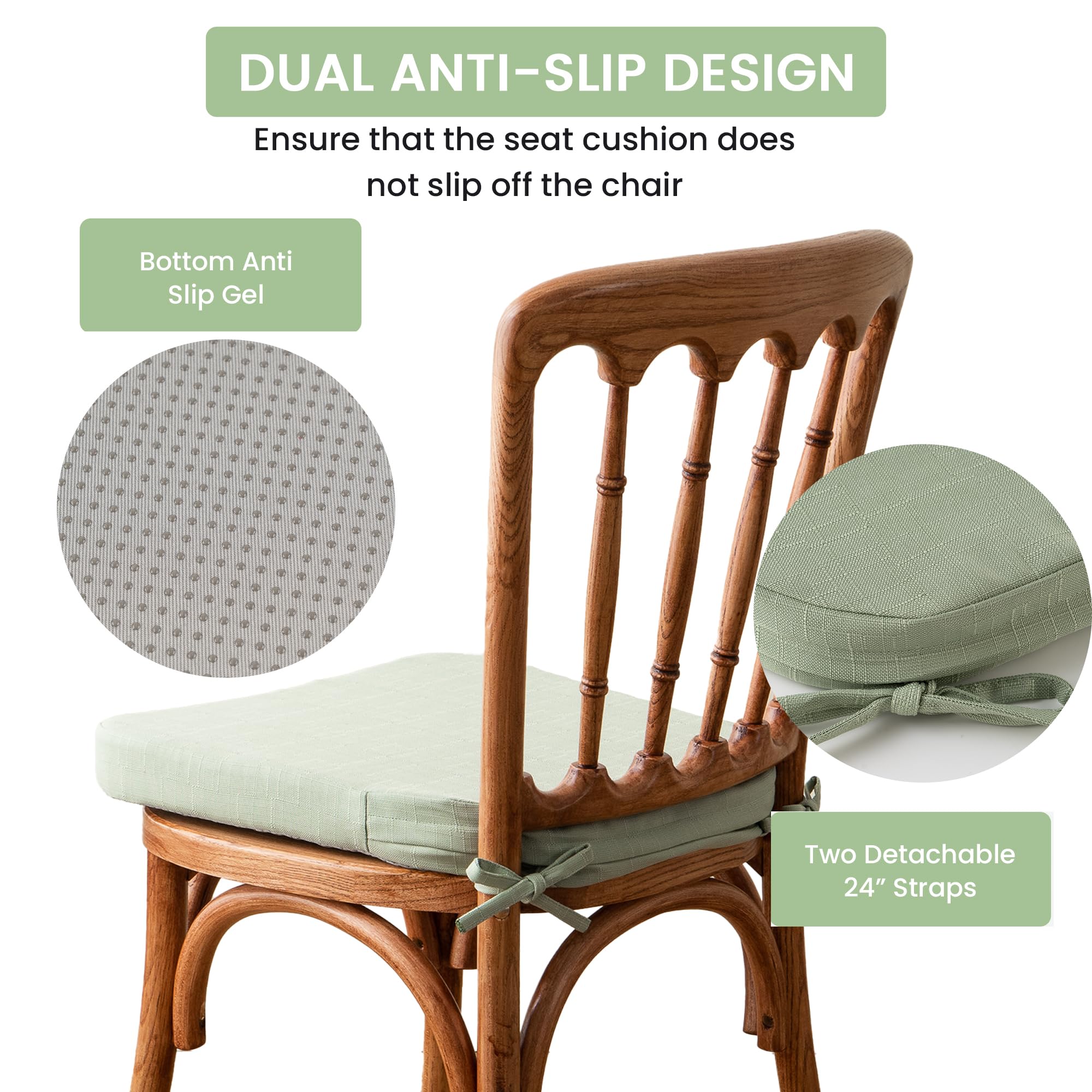 Battilo sage-green cushion with removable machine-washable cover