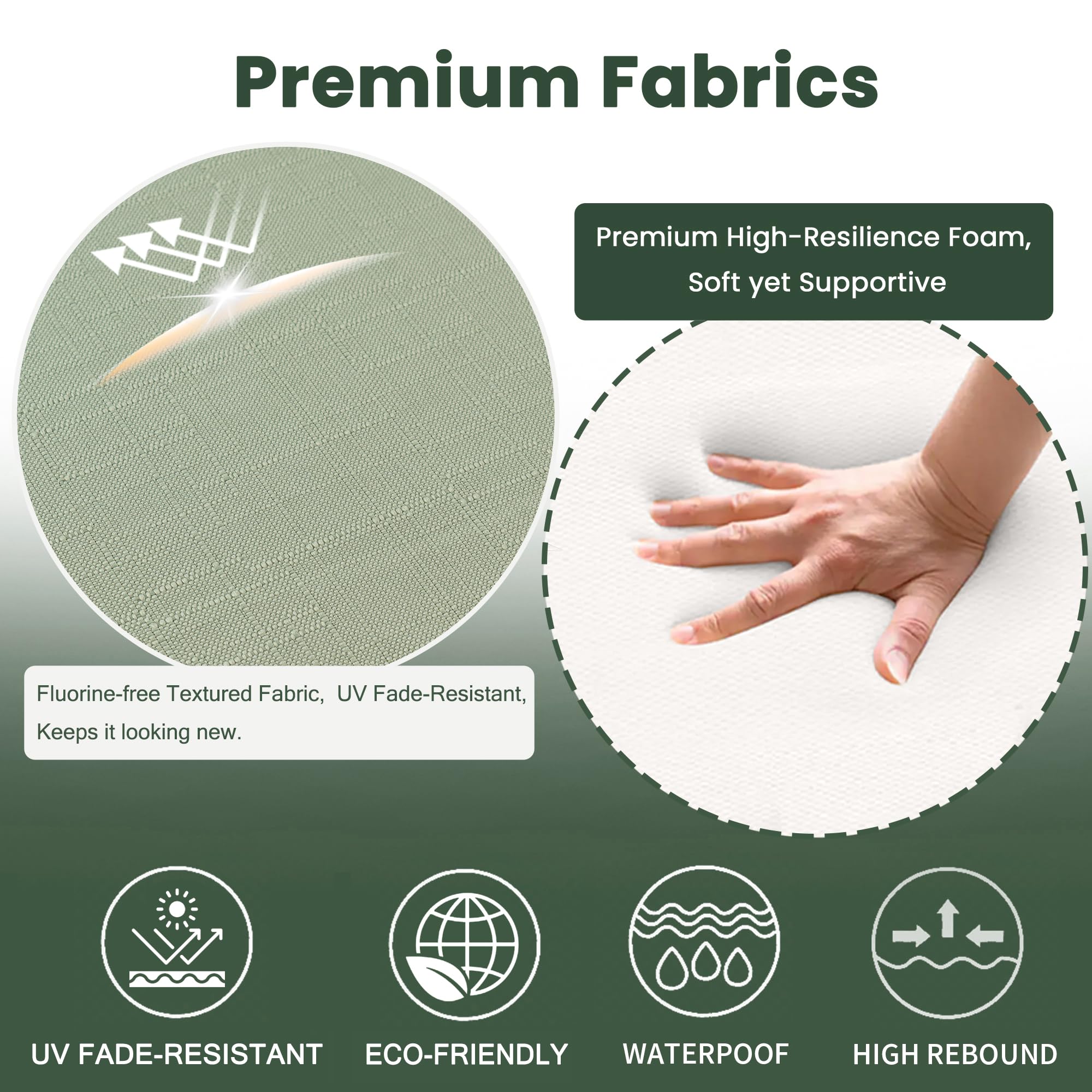 Battilo chair cushion sage-green tied-down straps keep chairs secure