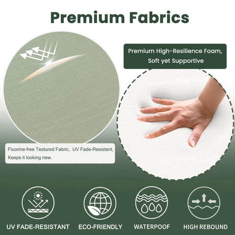 Battilo chair cushion sage-green tied-down straps keep chairs secure