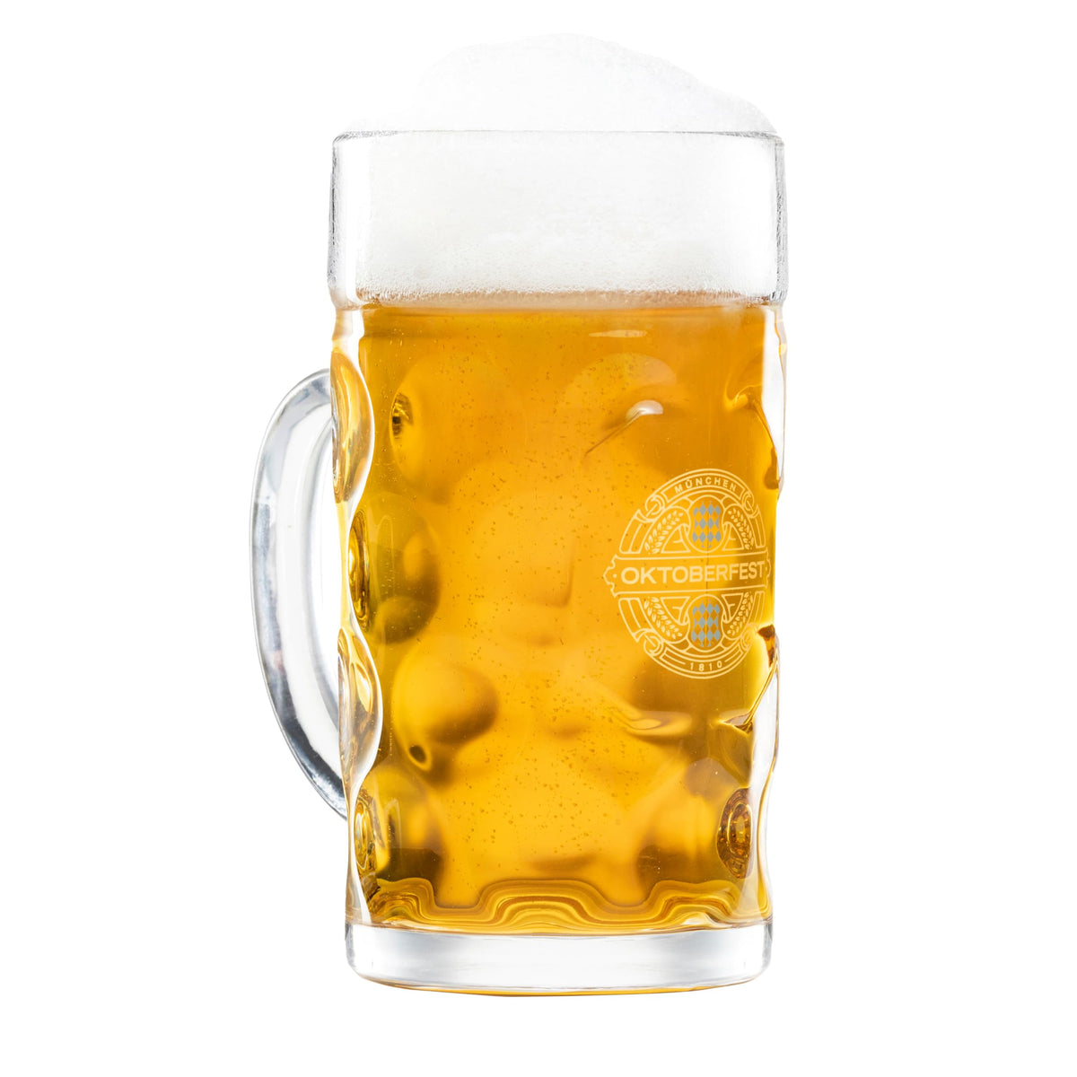 Bavaria Trachten Oktoberfest glass beer mug 1L with authentic dimpled design for festive pours