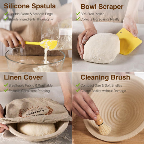 BAVIFY kit includes dough whisk and lame for better prep and scoring