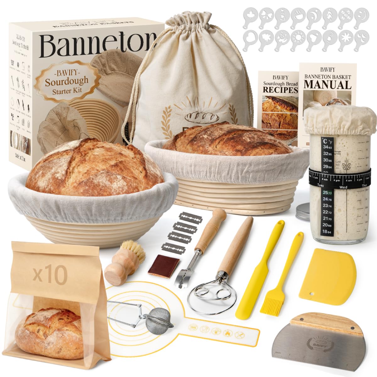 BAVIFY round banneton basket for proofing and shaping loaves
