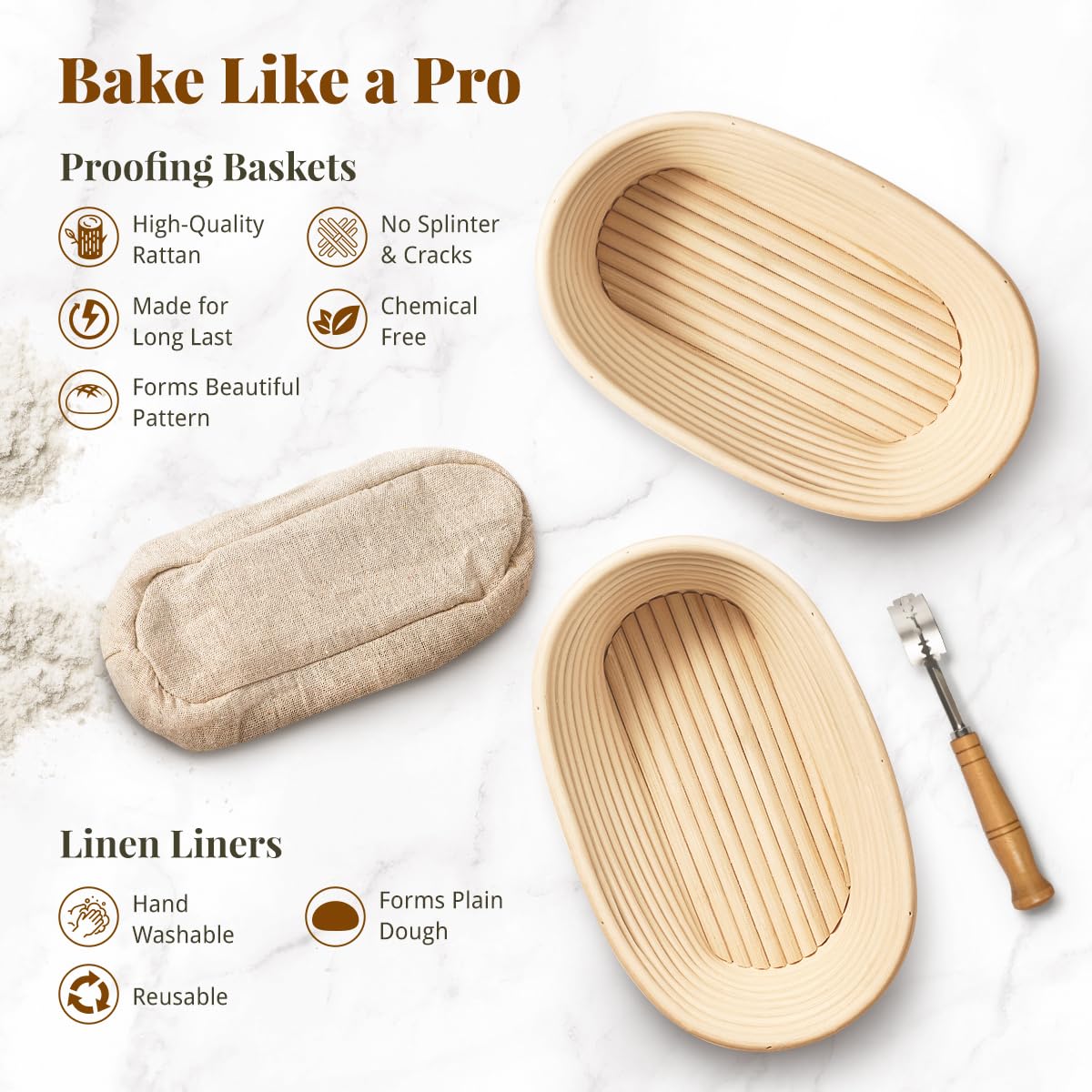 BAVIFY Sourdough Starter Kit linen liners: airy proofing for consistent loaves