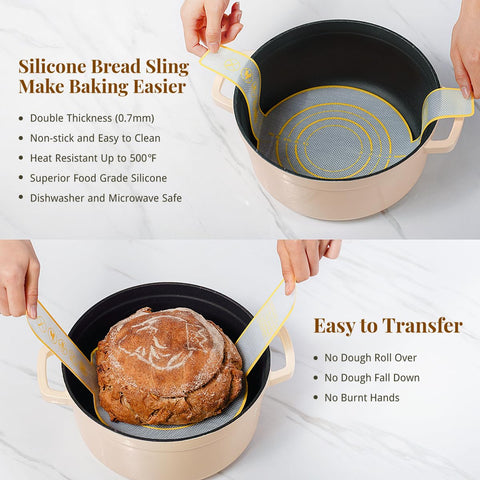 Bavify silicone bread sling to lift dough without sticking.
