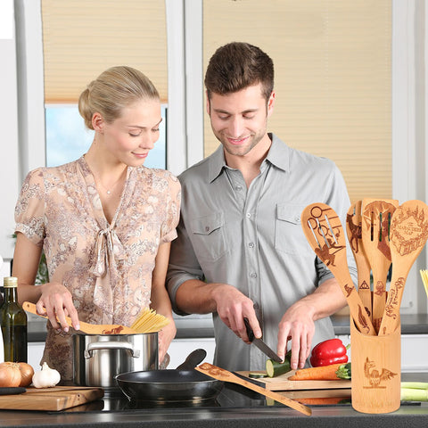 BAWANIL non-slotted spoon, warp-resistant bamboo for durable cooking.