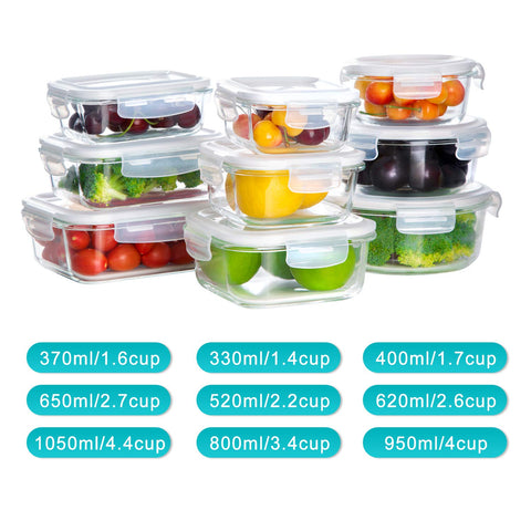 Bayco square glass container 330ml handy for snacks and portion control.