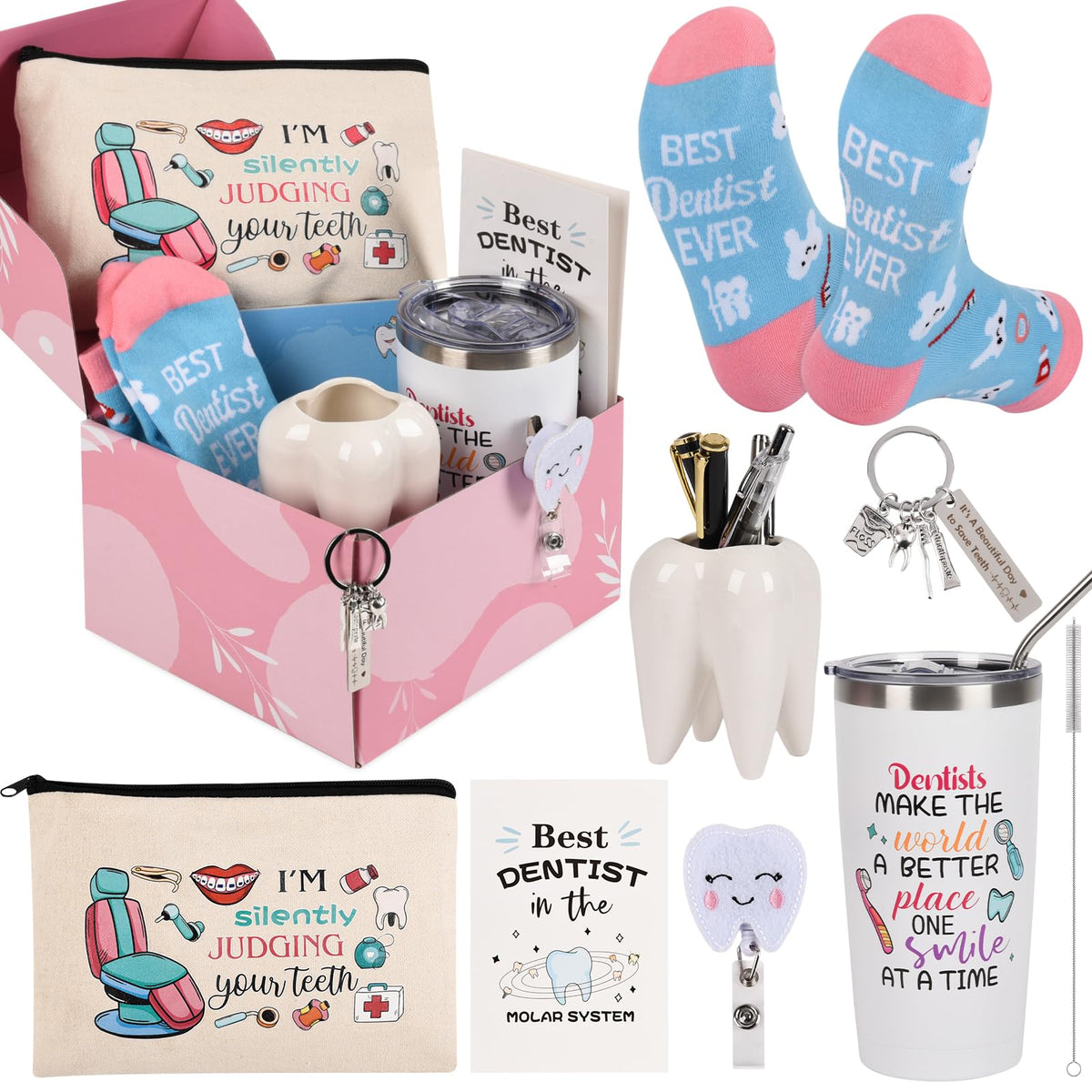 Bayelove dentist tumbler mug with insulated design for hot or cold drinks on the go.