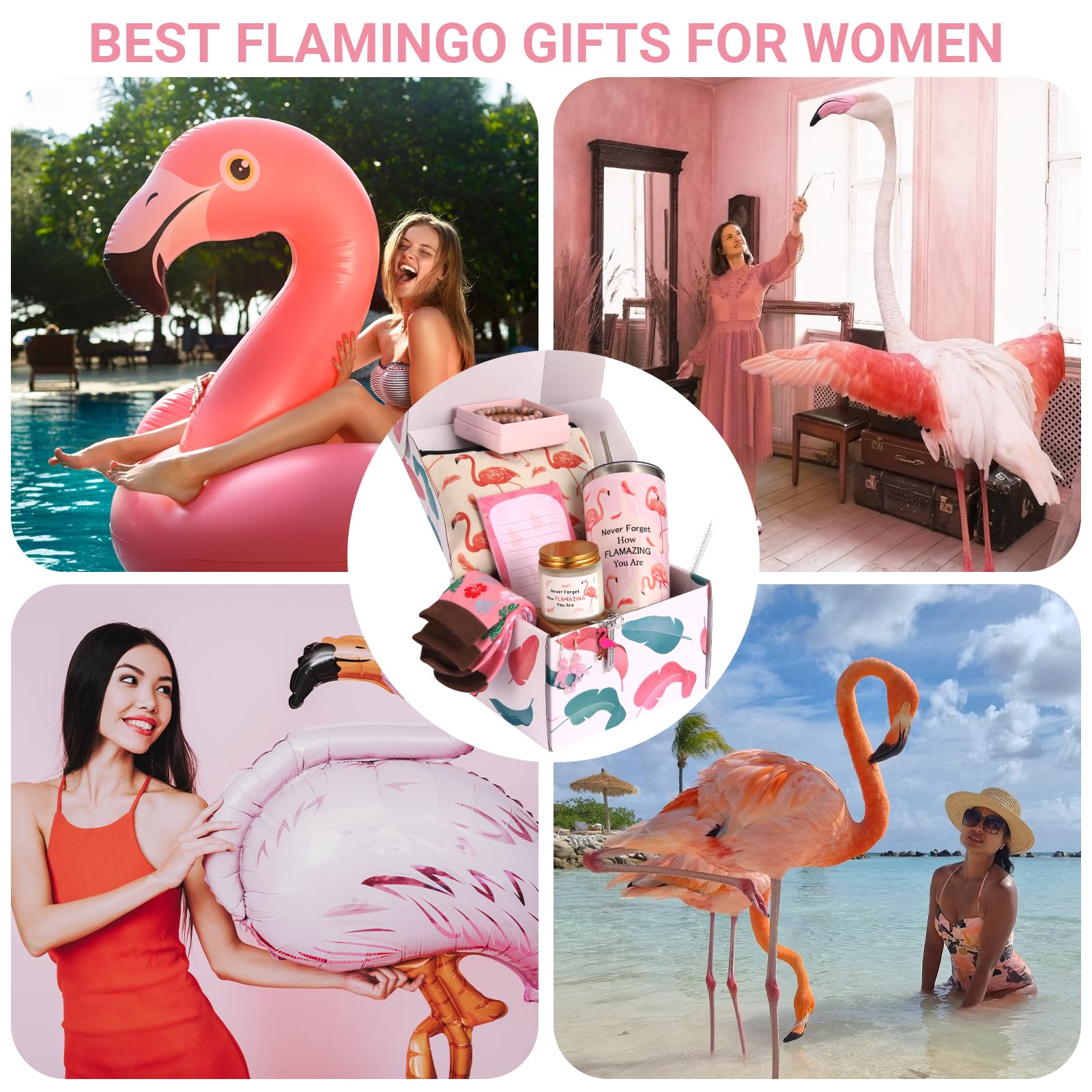 Bayelove flamingo earrings and bracelet set adds playful flair to outfits.