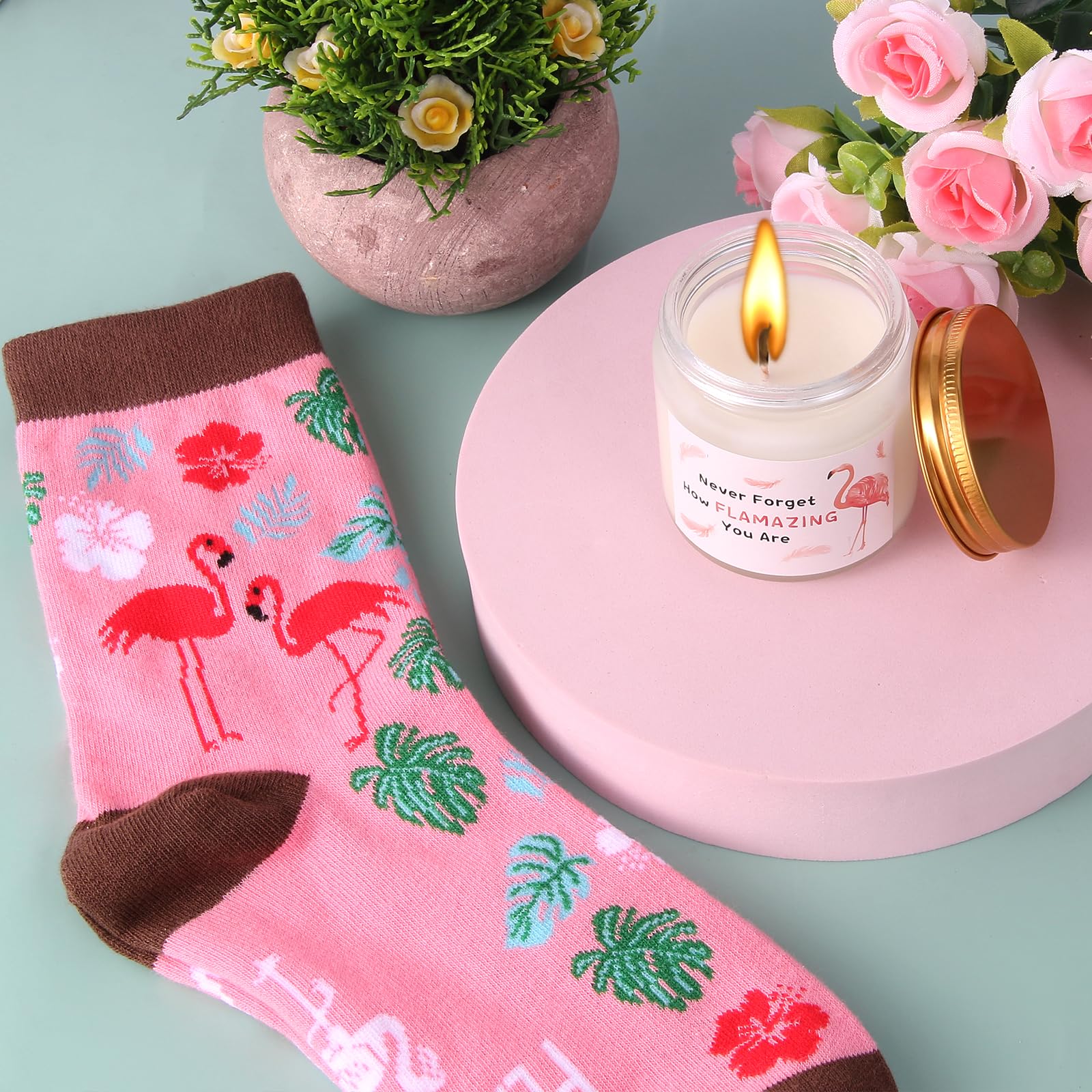 Bayelove flamingo socks keep feet warm with playful charm.