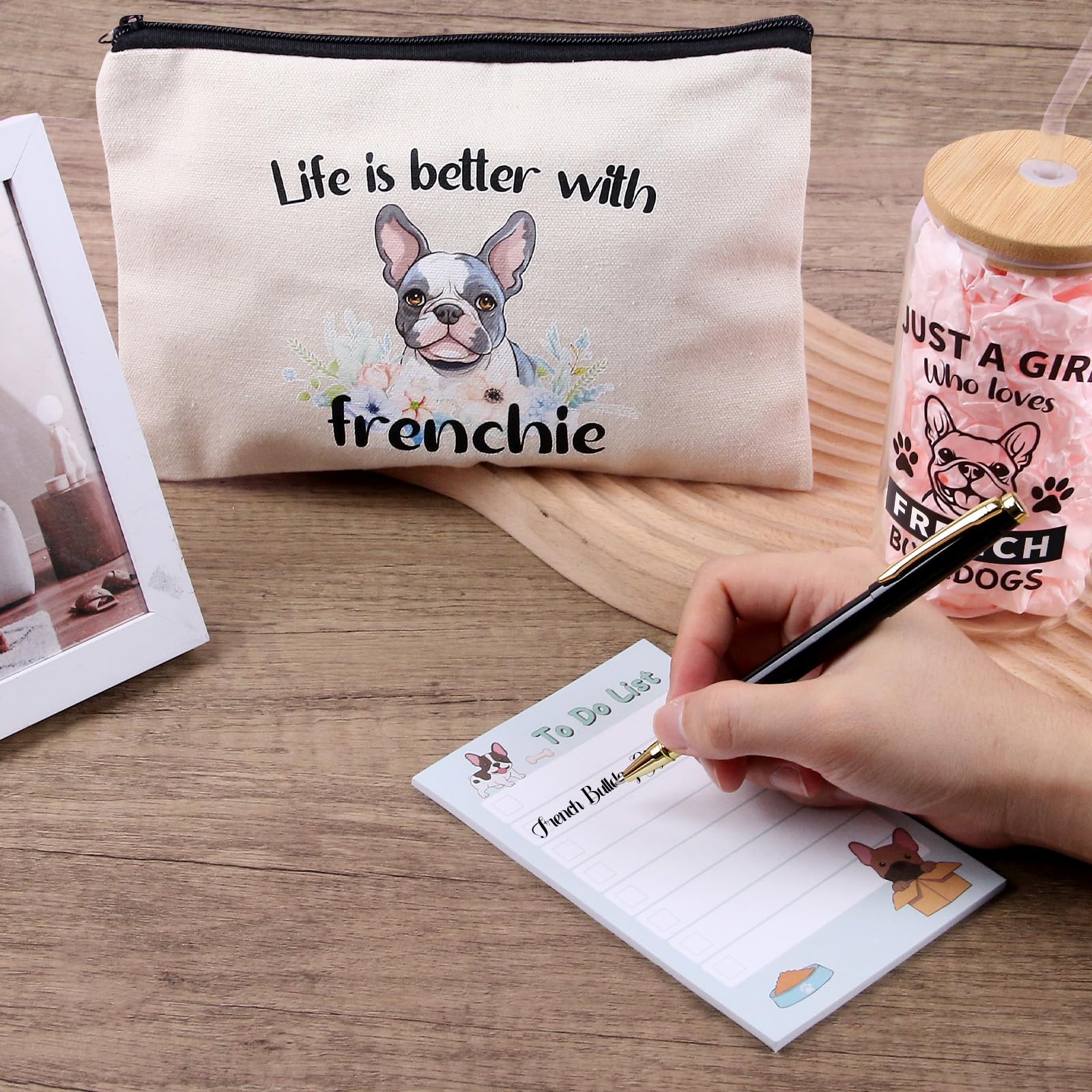 Bayelove Frenchie makeup bag keeps cosmetics organized