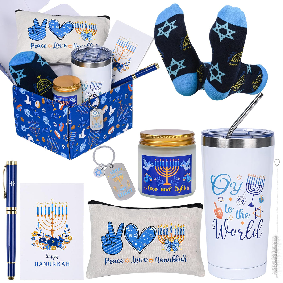 Bayelove Hanukkah tumbler mug—durable stainless steel keeps beverages warm