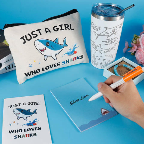 Bayelove shark makeup bag keeps cosmetics organized while you travel.