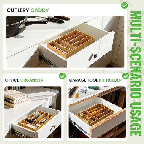 In-drawer setup with Bayting organizer keeps flatware orderly and protected
