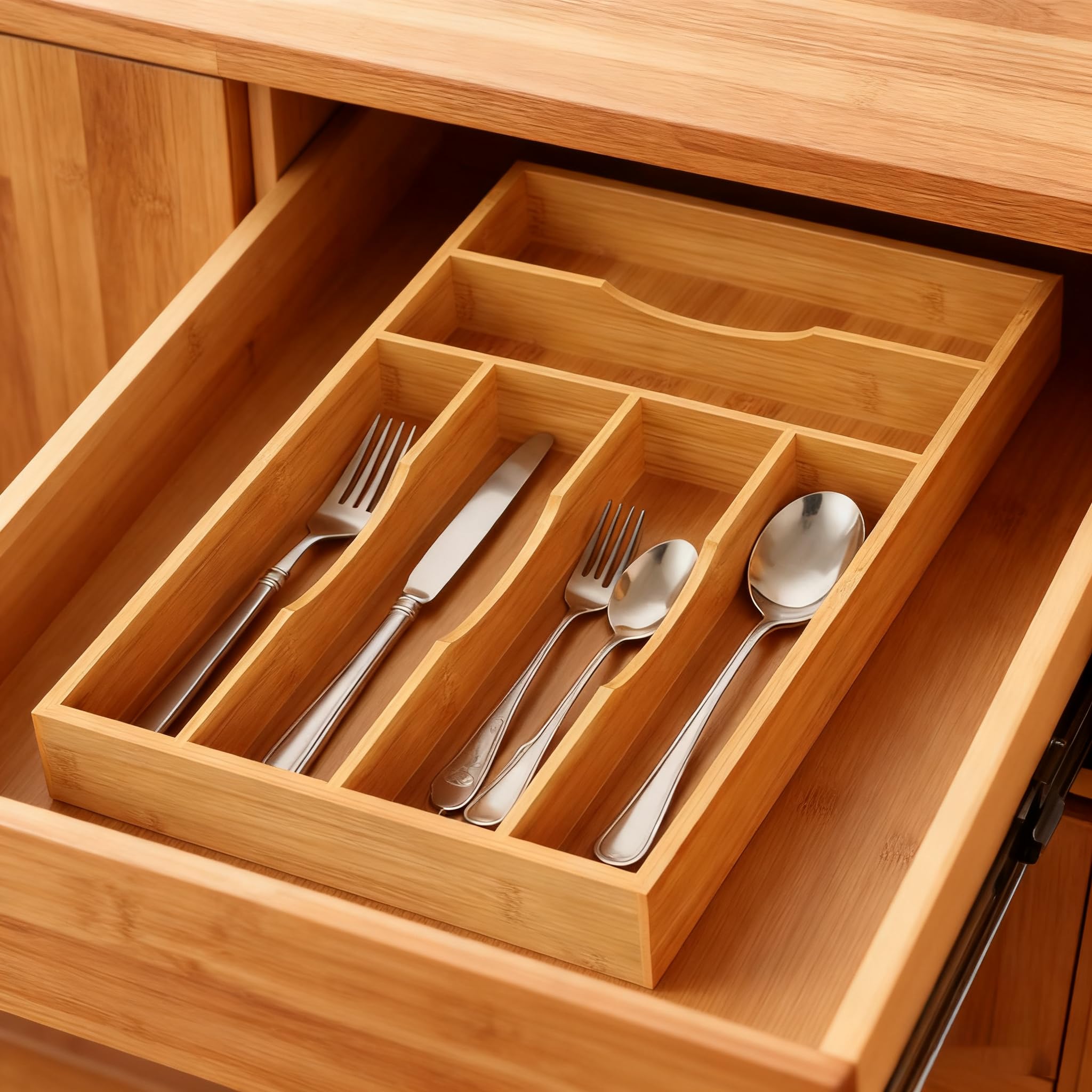 Six-slot Bayting tray with segmented spaces for forks and spoons for quick organization