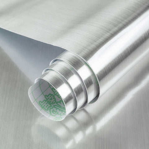 BAYYA Silver contact paper with brushed metal look for durable, easy-to-clean surfaces.