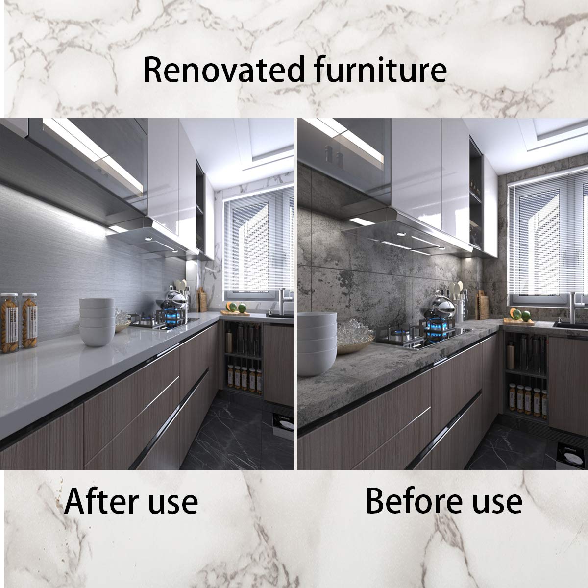 BAYYA silver contact paper refreshes cabinets with brushed look and durable vinyl.