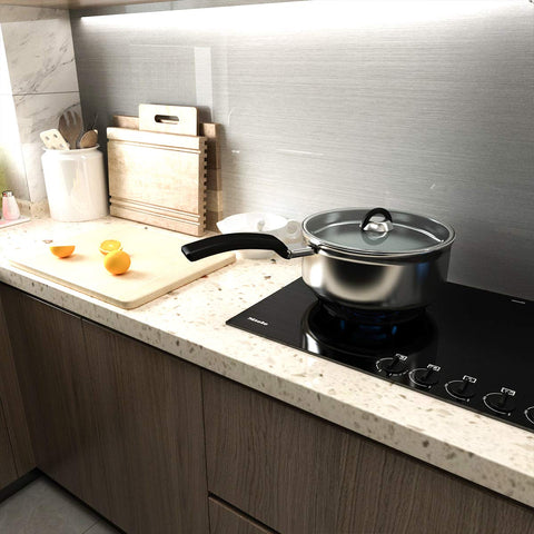 BAYYA silver wallpaper for kitchen backsplash creates modern shine and wipe-clean surfaces.