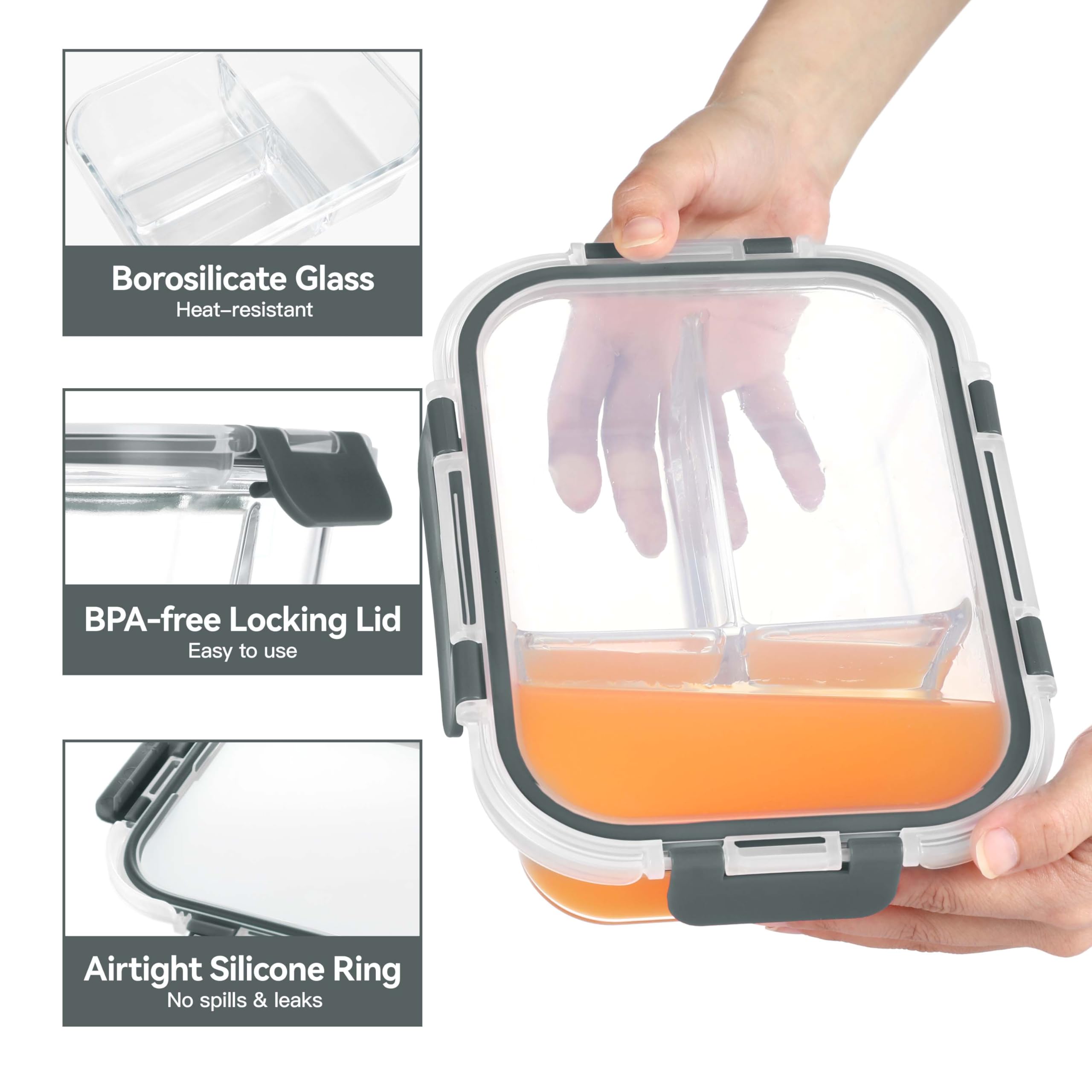 BAYZZ glass storage with airtight lids keeps leftovers fresh longer