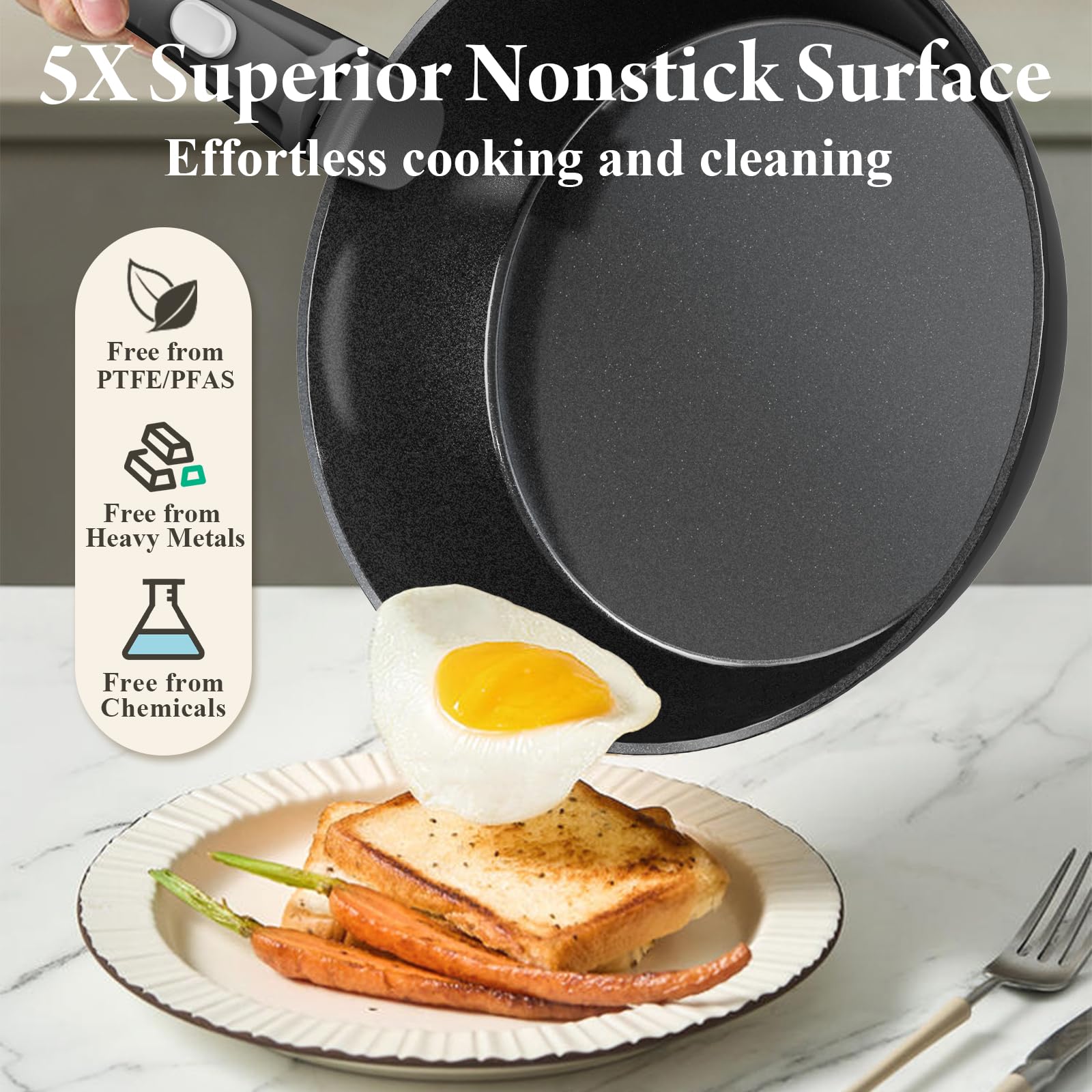 Bazova dishwasher-safe pots and pans simplify cleanup after meals.