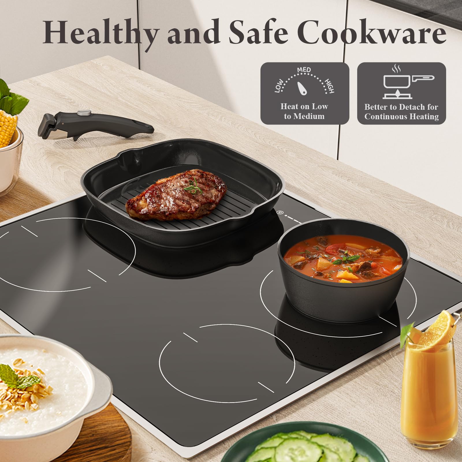 Bazova induction-compatible cookware set for energy-efficient cooking on any hob.