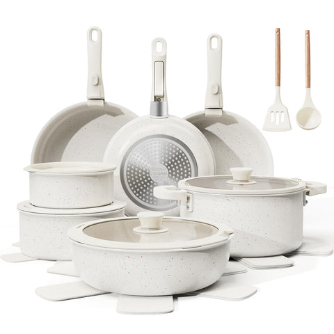Bazova 22-piece pots and pans set showing complete non-stick collection for easy cooking