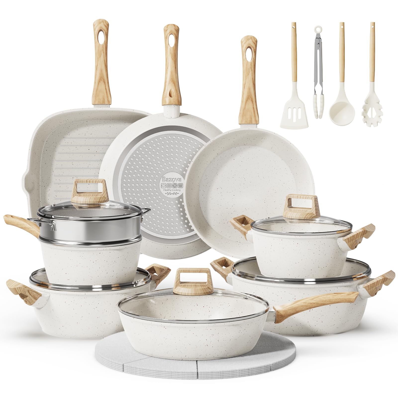 Bazova 24-piece pots and pans set for family meals