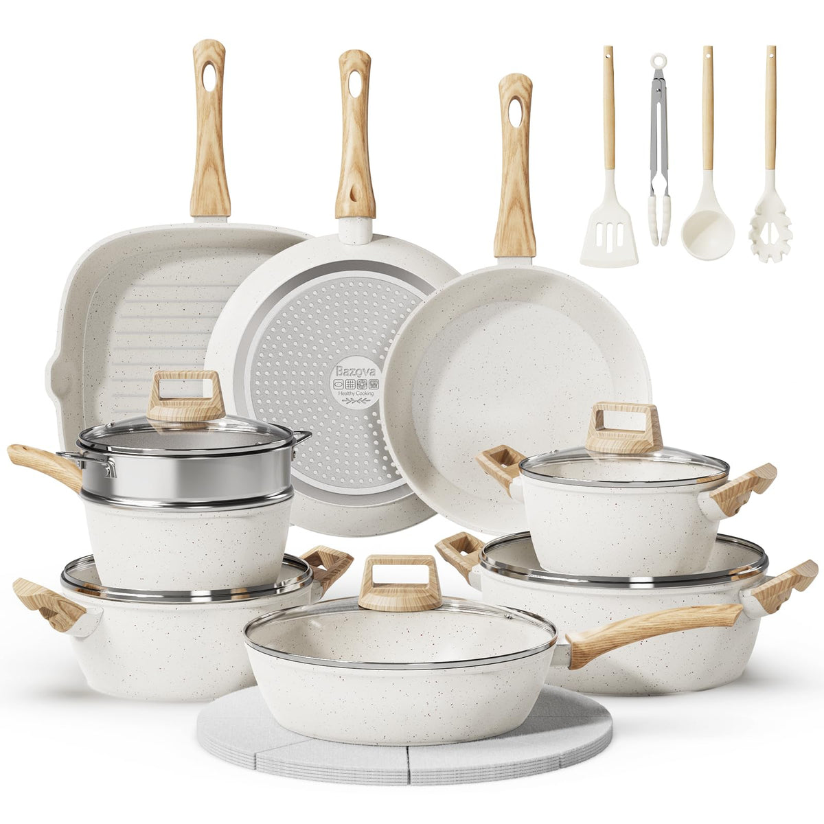 Bazova 24-piece pots and pans set for family meals