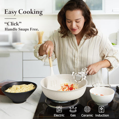 Bazova induction-compatible ceramic set suitable for RV and home kitchens.