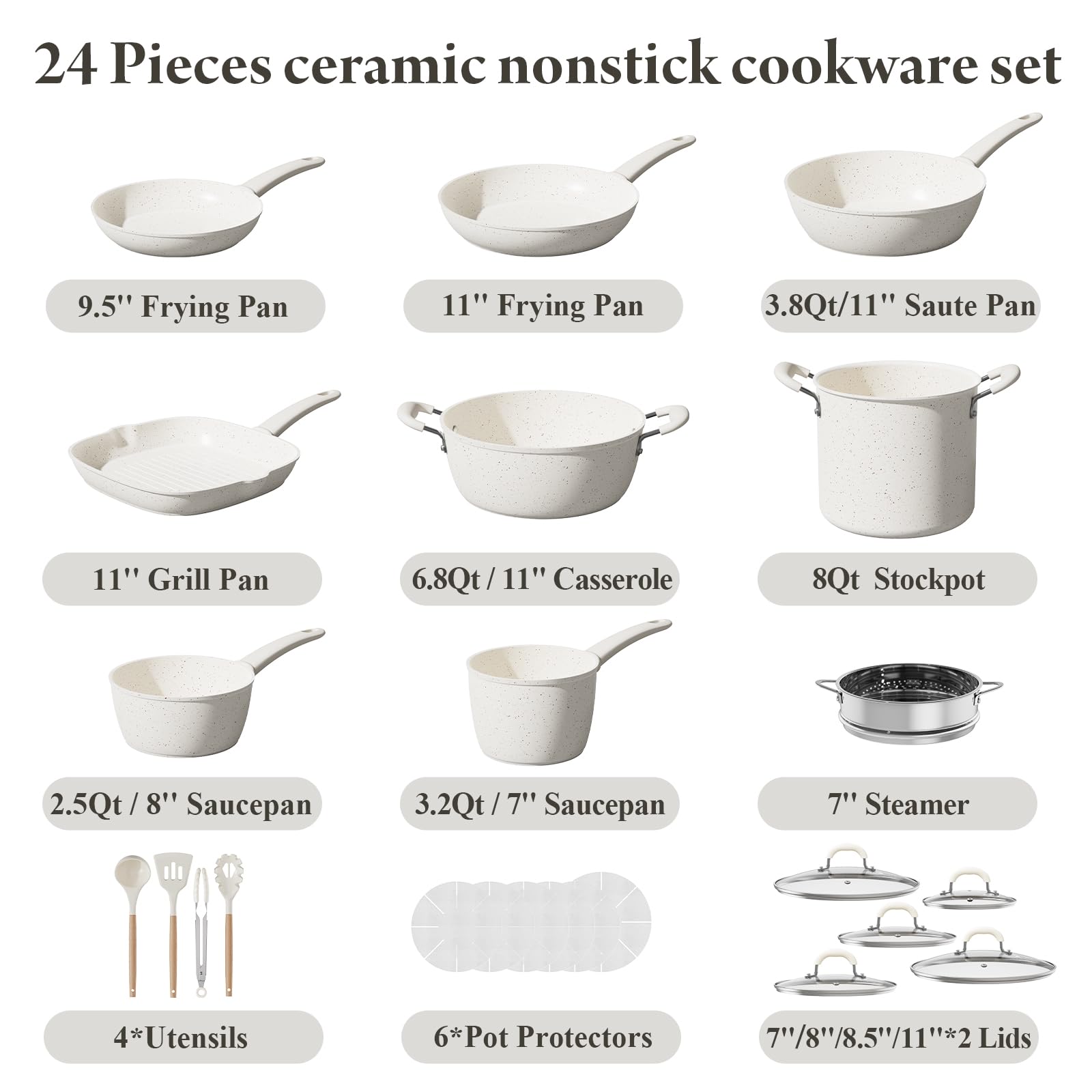 Bazova ceramic nonstick frying pan 9-5in for quick searing with less oil