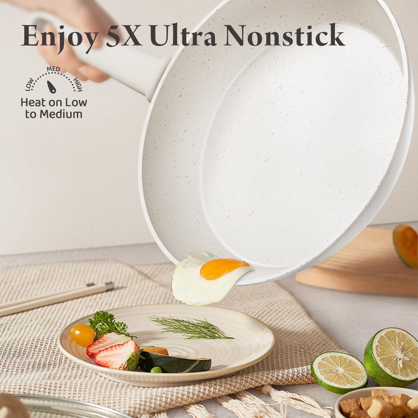 Bazova ceramic nonstick saute pan 3.8qt with lid for versatile sautés