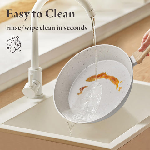 Quick wipe cleanup after cooking with Bazova ceramic cookware.