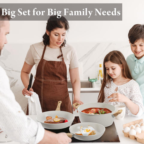 Bazova easy-clean pots and pans keep the kitchen neat.