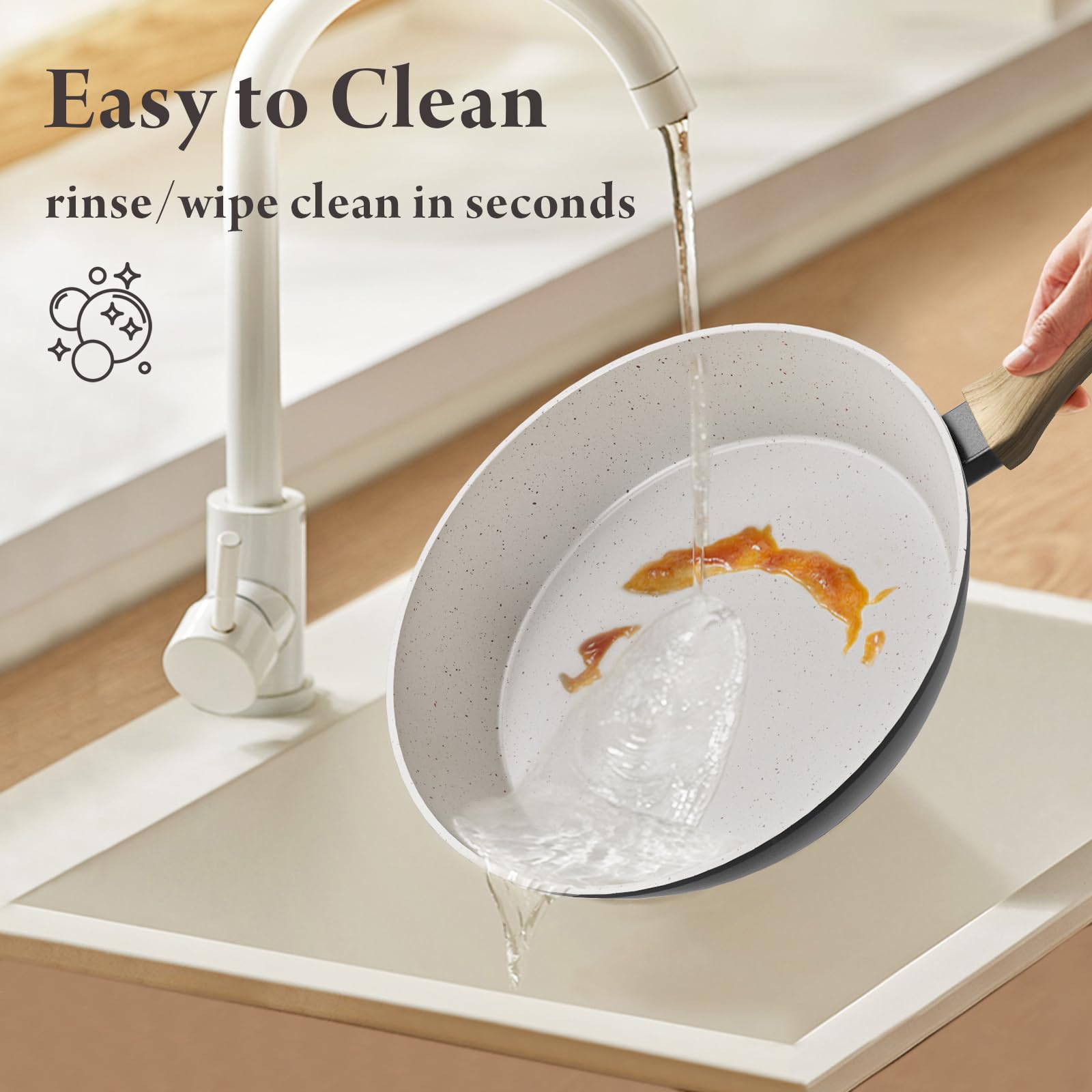Bazova easy-clean surface with quick rinse after cooking.