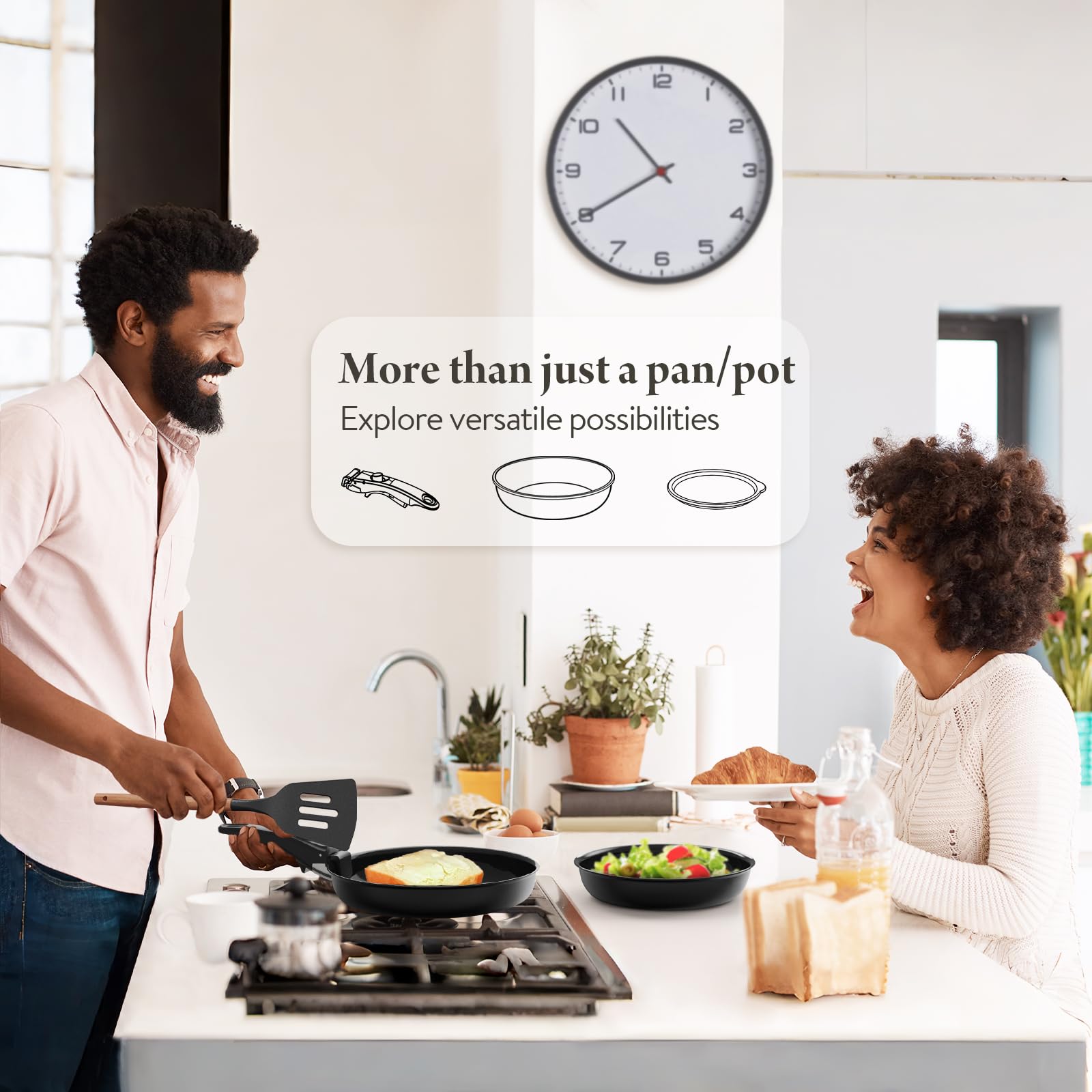 Bazova induction-ready cookware on stove demonstrating even heat distribution.