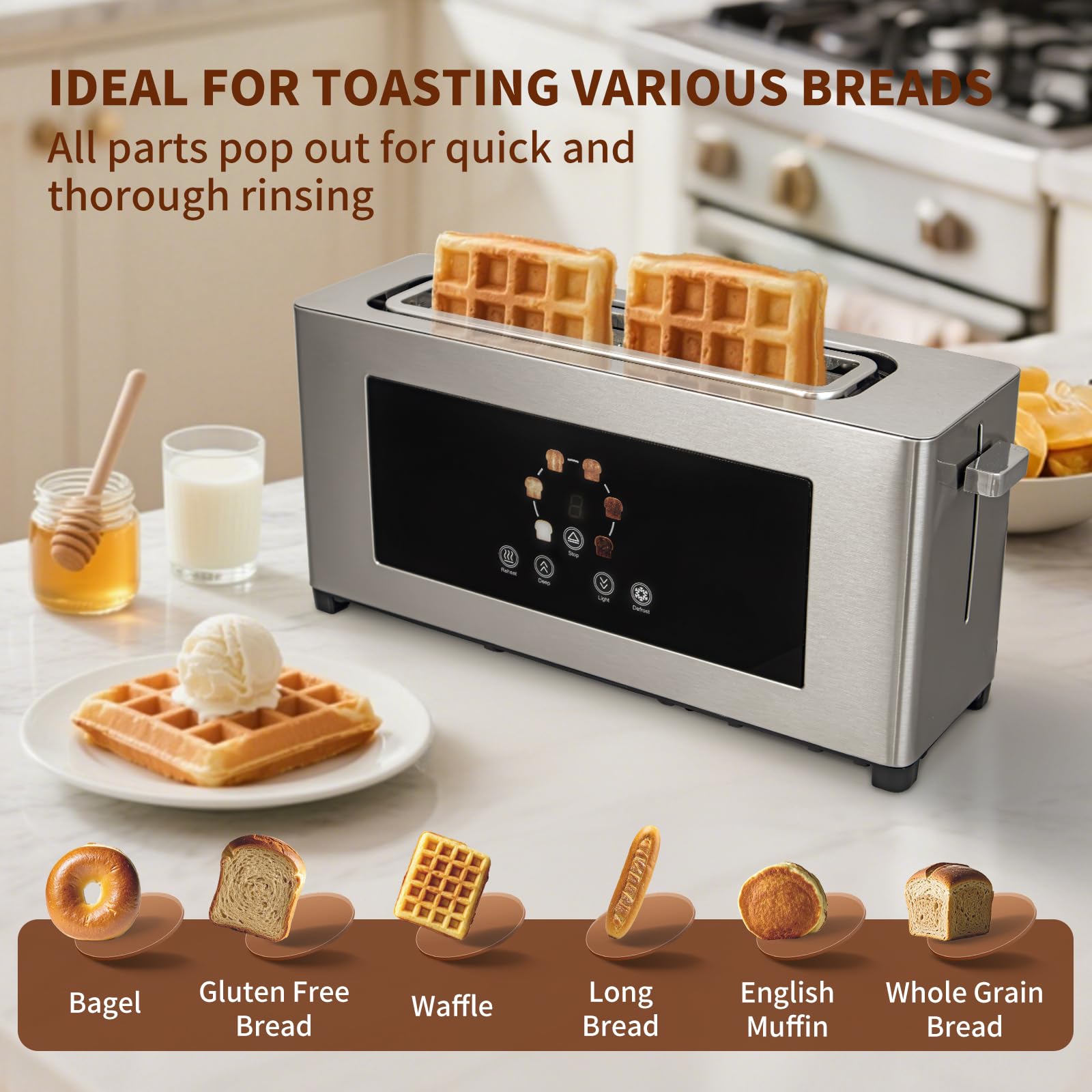 BBday 2 Slice Toaster with bagels and muffins ready toasting