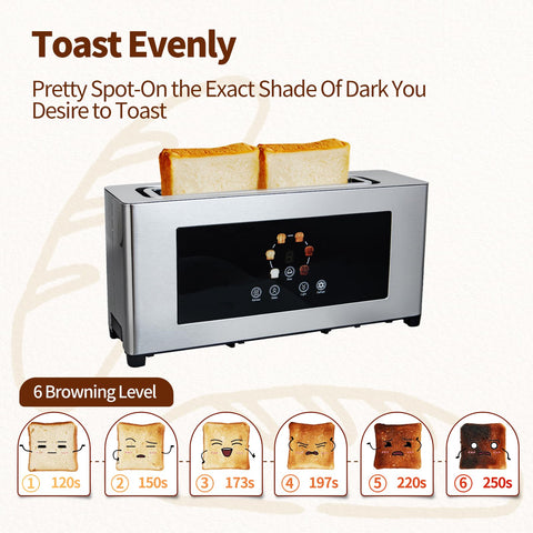 BBday 2 Slice Toaster control panel and sleek design