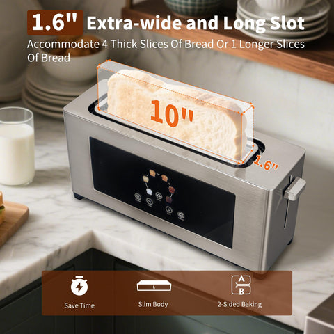 BBday 2 Slice Toaster 1.6 inch wide slot for bagels and artisanal bread