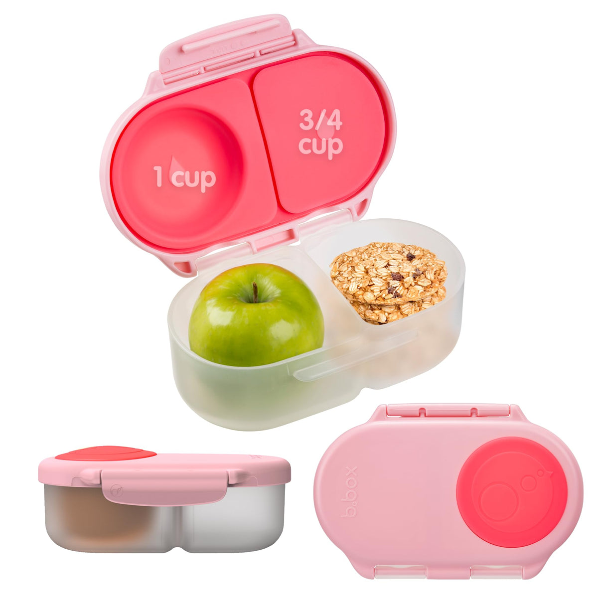 b.box Snack Box shows two compartments with lid for organized snacks on the go