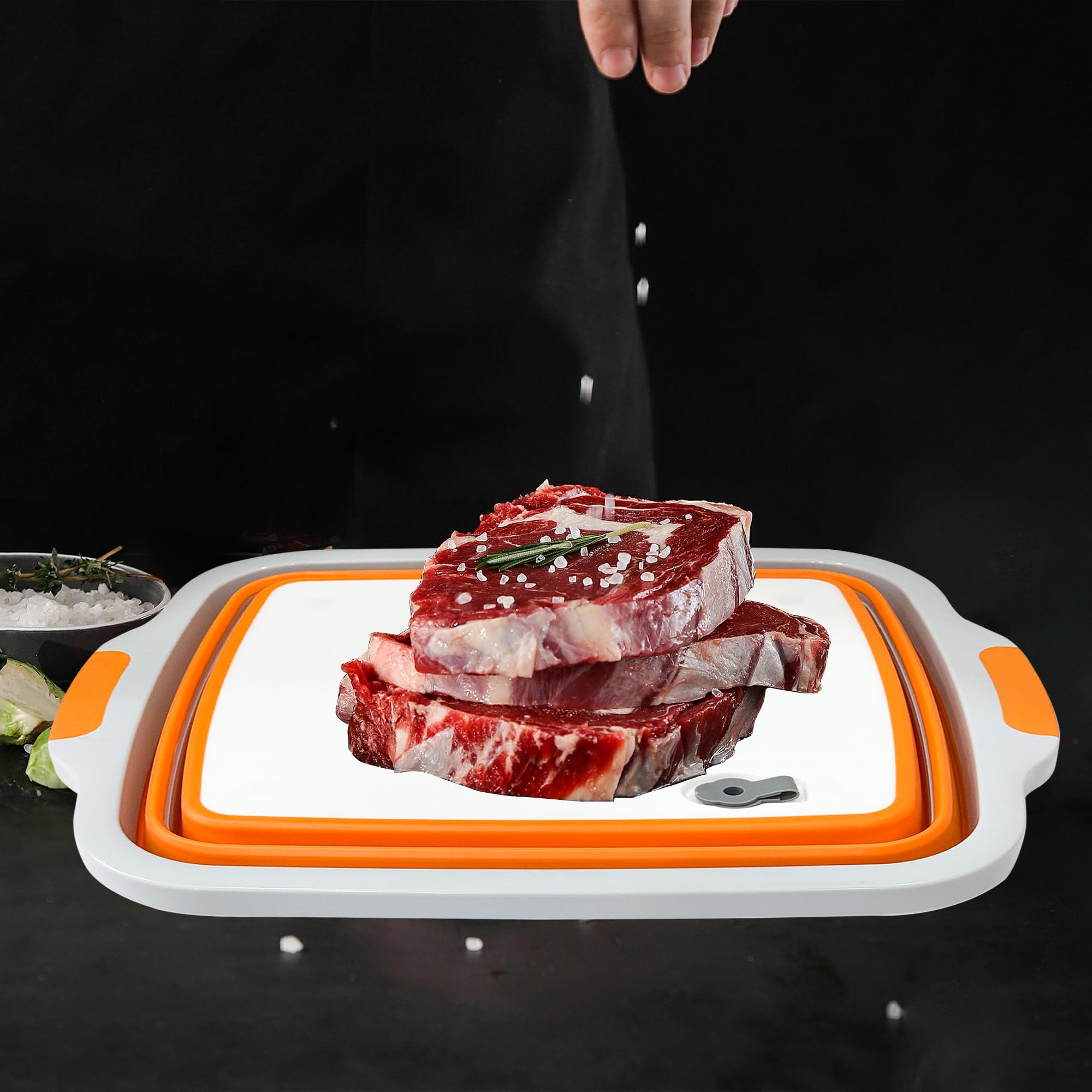 Collapsible BBQ Prep Tub saves space in small kitchens and RVs.