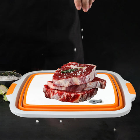 Collapsible BBQ Prep Tub saves space in small kitchens and RVs.