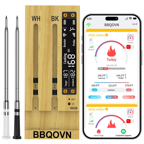 BBQOVN WiFi Sub-1G thermometer for unlimited remote monitoring.