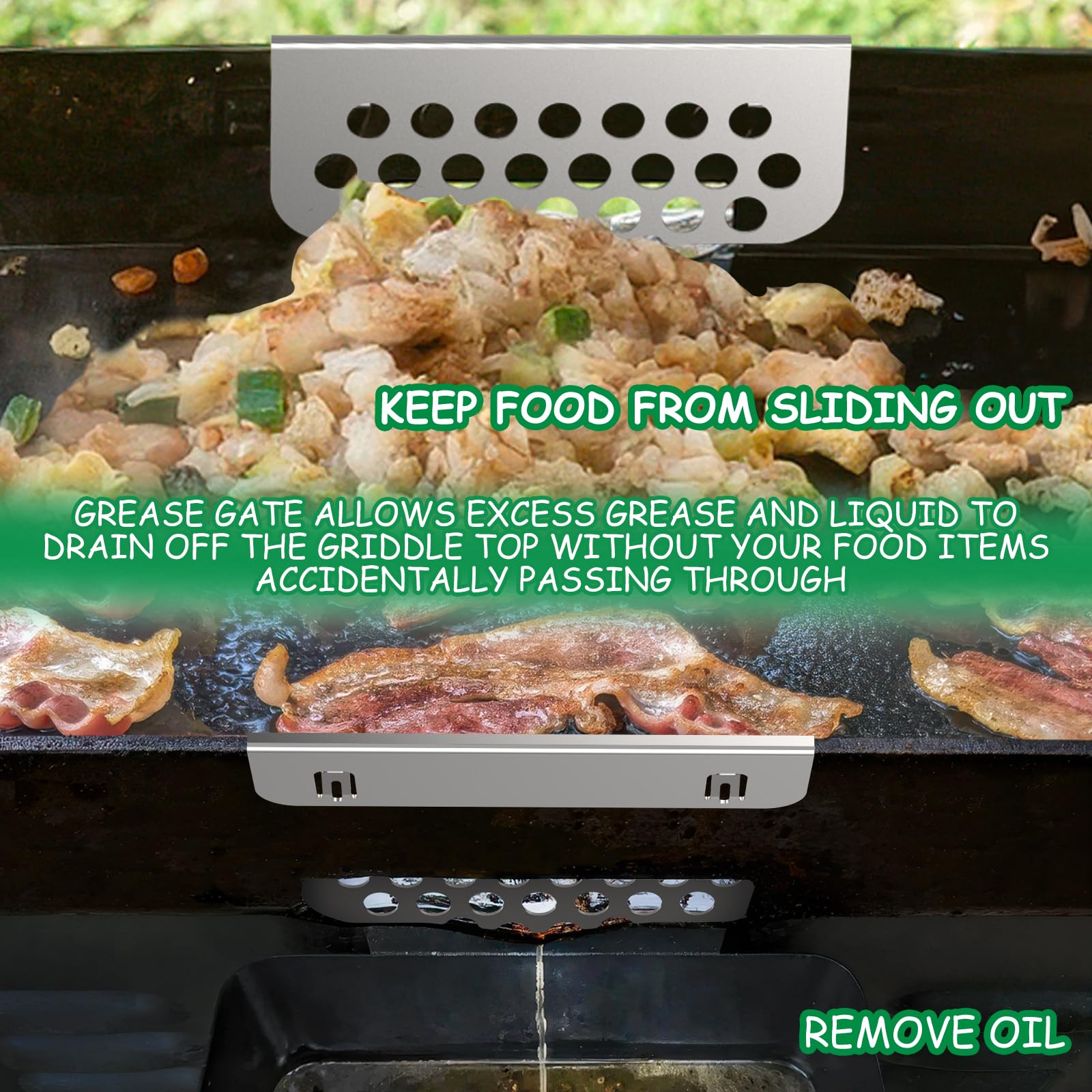 BBQTIDER griddle blocker back buckle detail enables adjustable tightness.