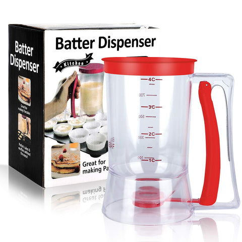 BBSTARZ batter dispenser with squeeze handle for clean pouring