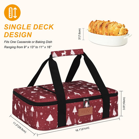 BBV Christmas Elk insulated casserole carrier zippered pocket for utensils and napkins